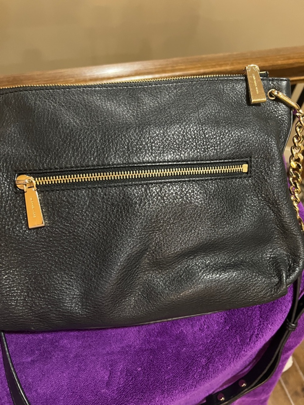 Michael Kors Black Pebbled Leather Chain-Trim Crossbody NWOT  H09 - Picture 5 of 10